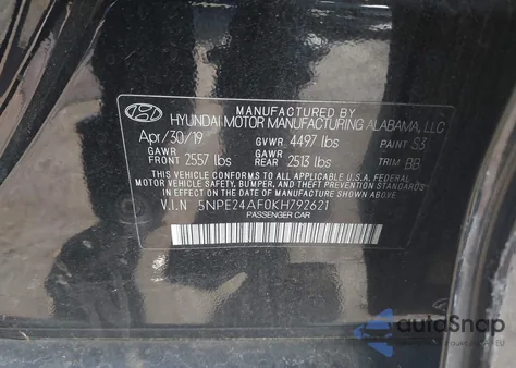 2019 Hyundai Sonata Se из США, поврежденный, VIN 5NPE24AF0KH792621